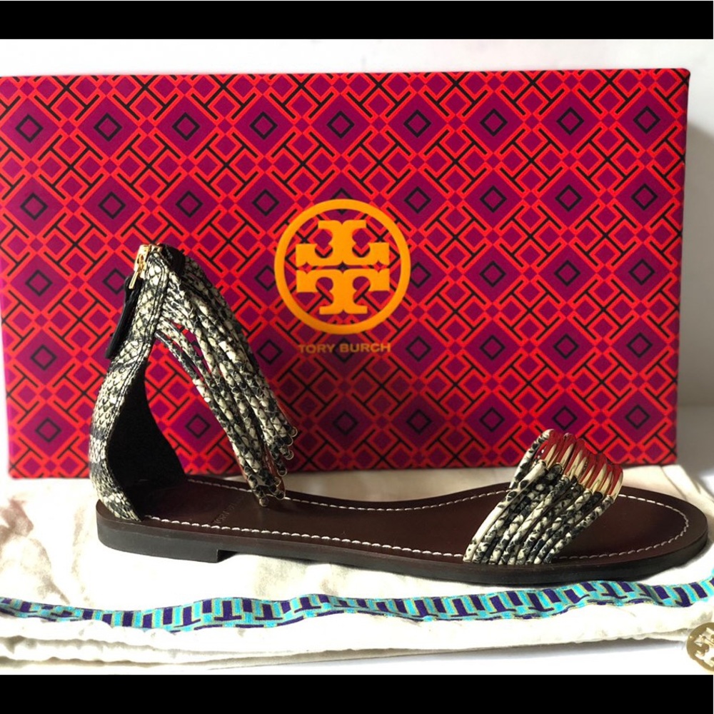Tory Burch Snakeskin Print Embellished